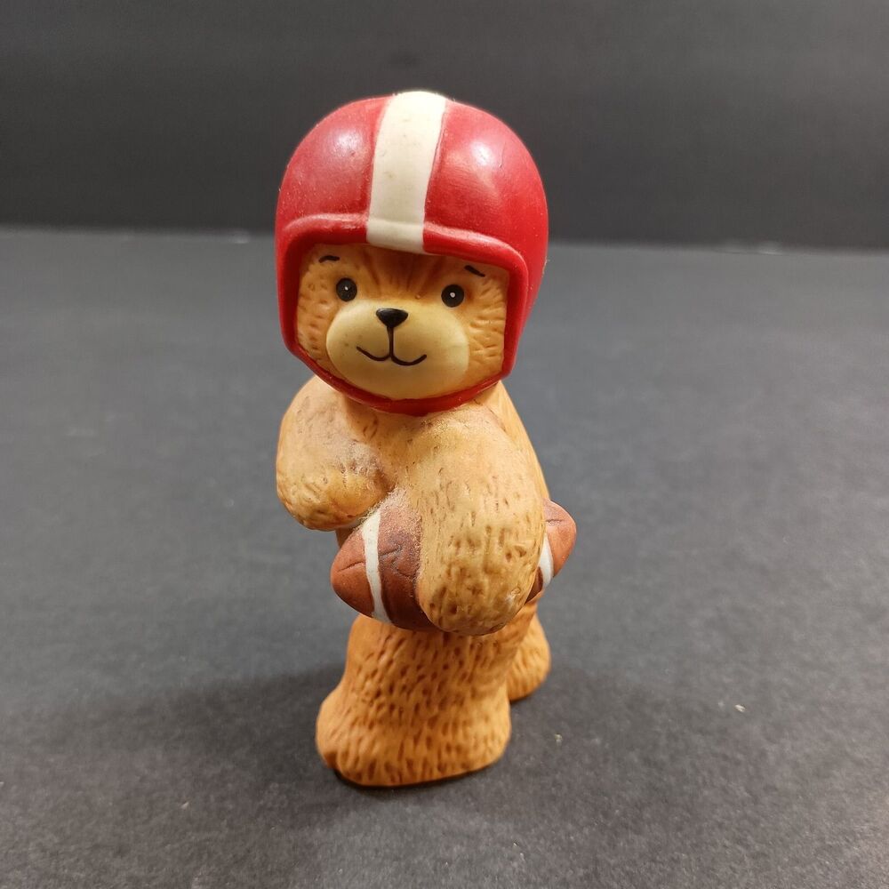 Vintage Enesco Lucy And Me Football Player Bear With Red Helmet 1980